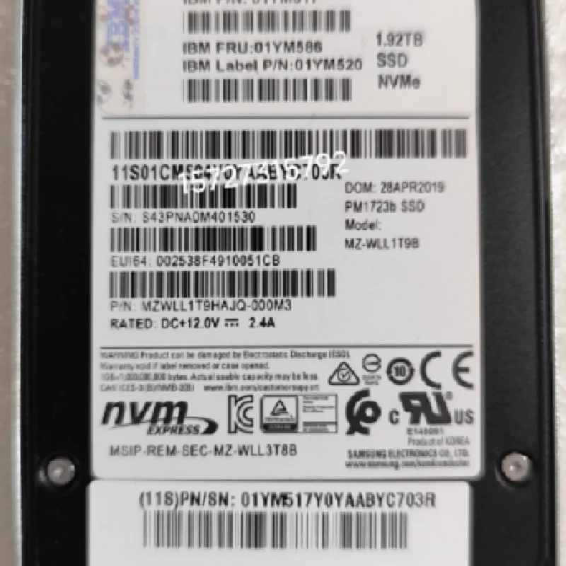 01YM586 01YM517 01YM520 1.92TB NVMe SSD ӲP